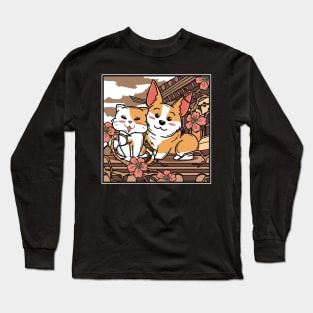 Cat And Dog Are Happy Together Long Sleeve T-Shirt